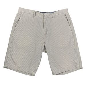 J Crew Shorts Mens 33 Grey White Club Chino Pinstripe Cotton Preppy Golf